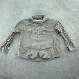 Tasso Elba Mens XL Linen Cotton Button-Up Shirt Gray 2223